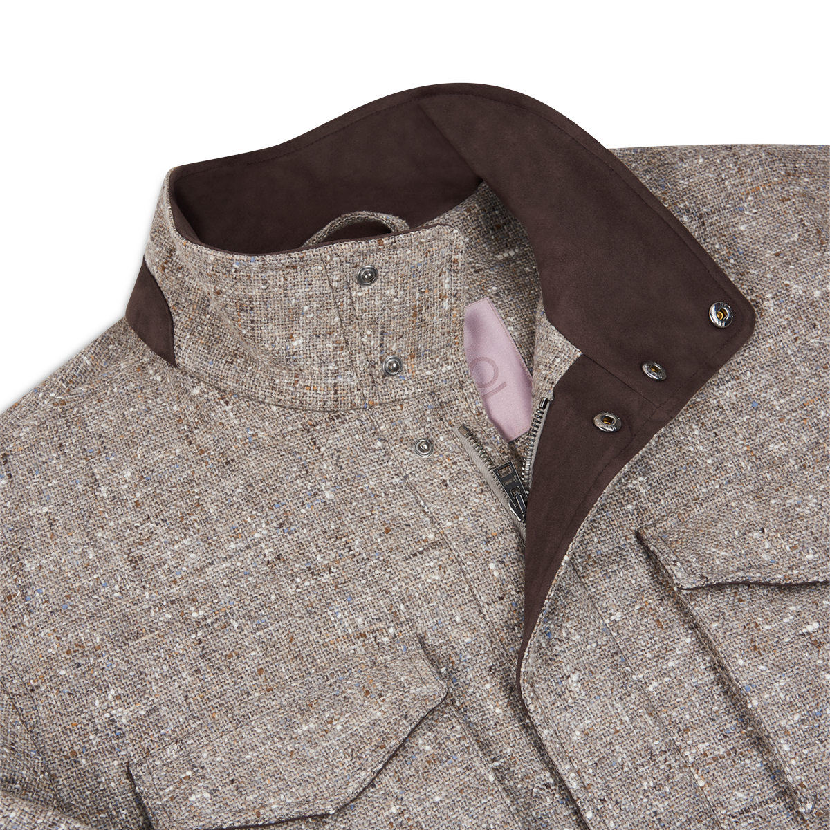 Beige Melange Loro Piana Dream Tweed Field Coat