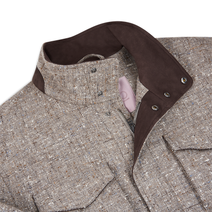 Beige Melange Loro Piana Dream Tweed Field Coat