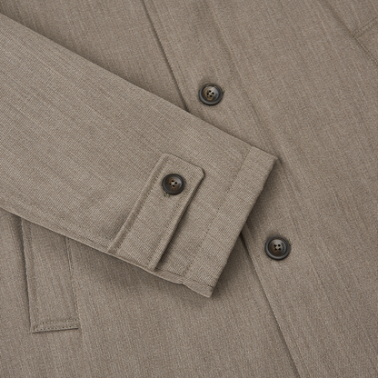 Beige Loro Piana Wool Twill Coat With Shearling Collar