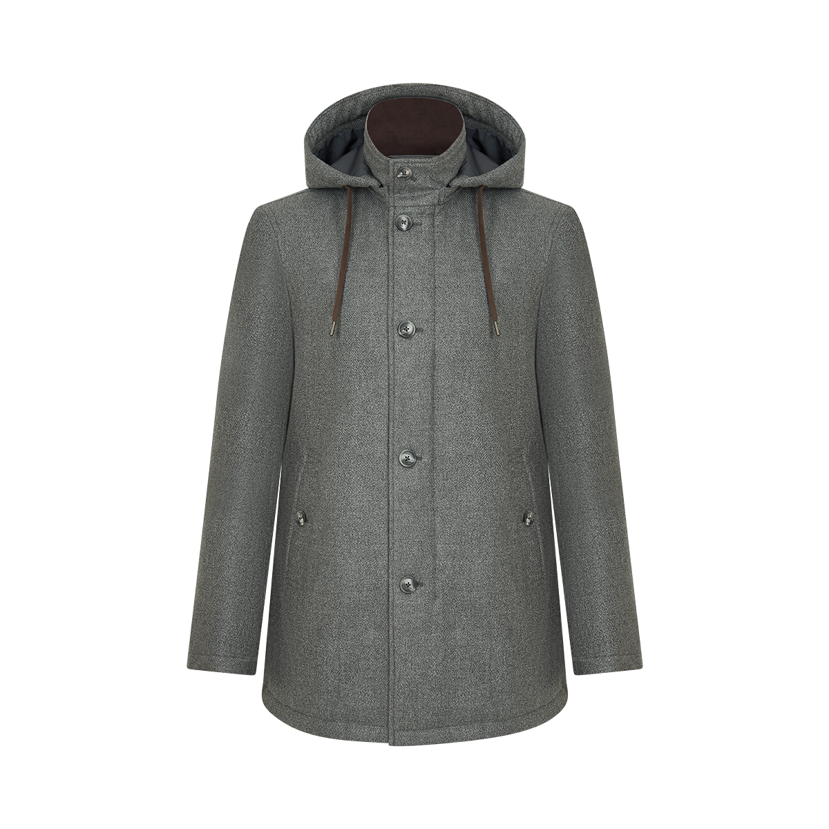 Grey Loro Piana Wool/Silk Parka with removable hood