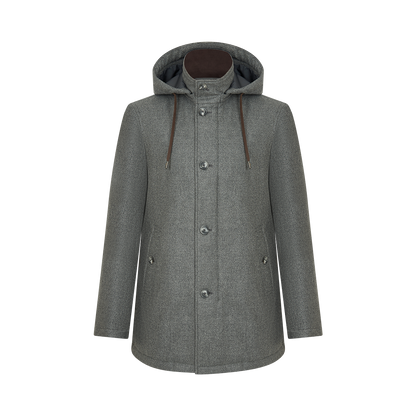 Grey Loro Piana Wool/Silk Parka with removable hood