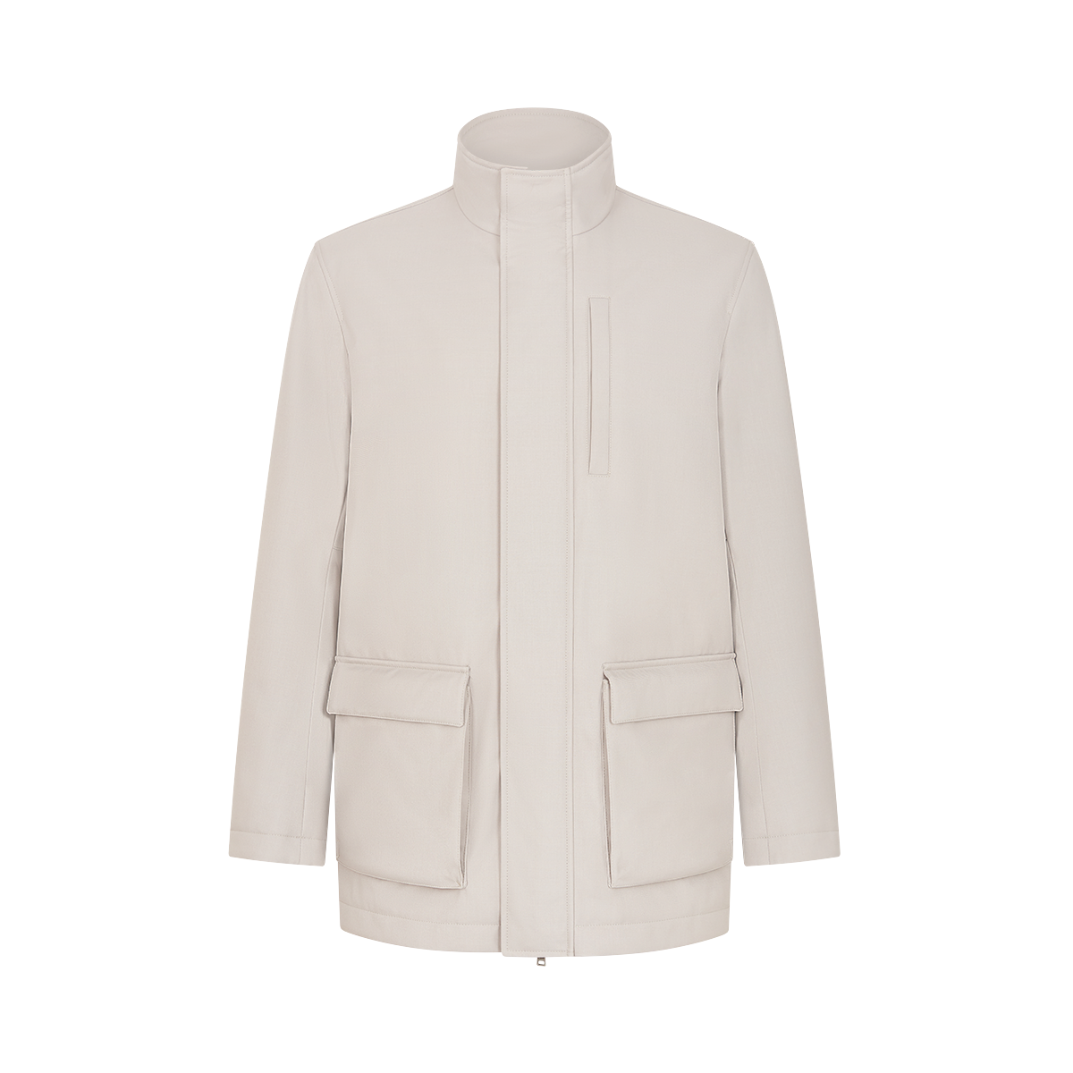 Light Grey Melange Twill Car Coat