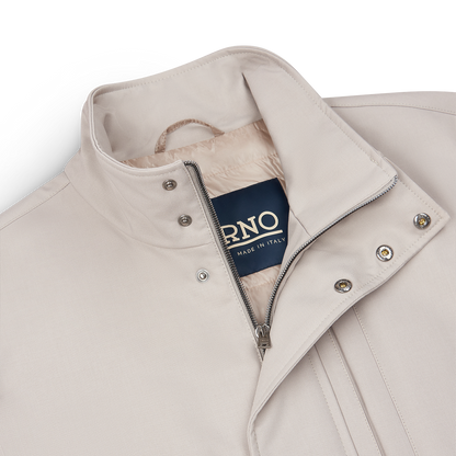 Light Grey Melange Twill Car Coat