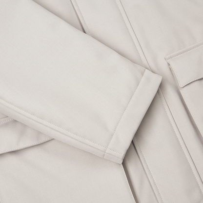 Light Grey Melange Twill Car Coat