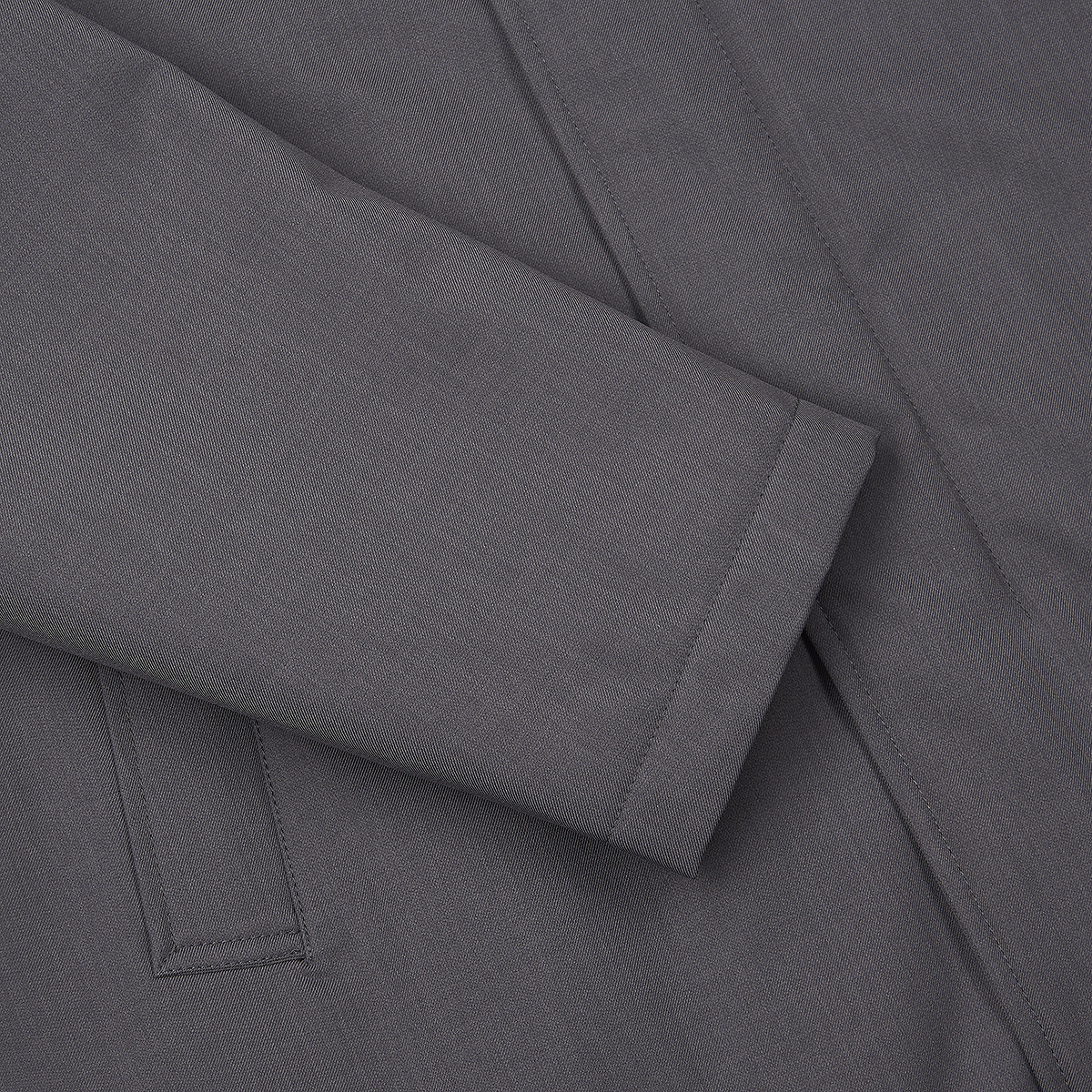 Grey Melange Twill Car Coat with Suede effect collar
