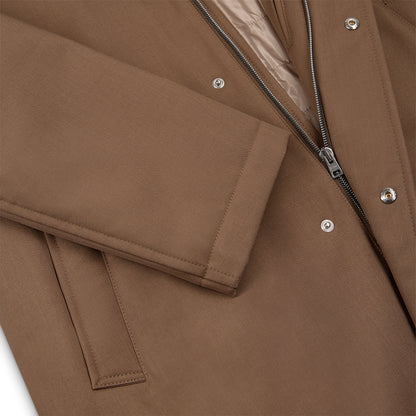 Melange Twill Coat With Faux Fur Lining Brown