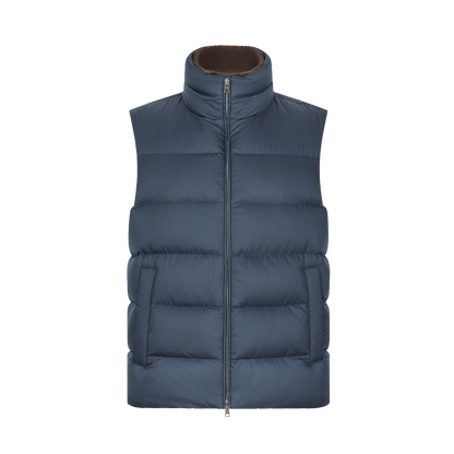 Navy Blue Nylon Polar Tech Padded Gilet