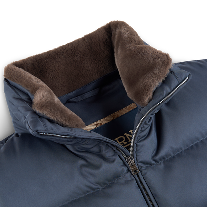 Navy Blue Nylon Polar Tech Padded Gilet