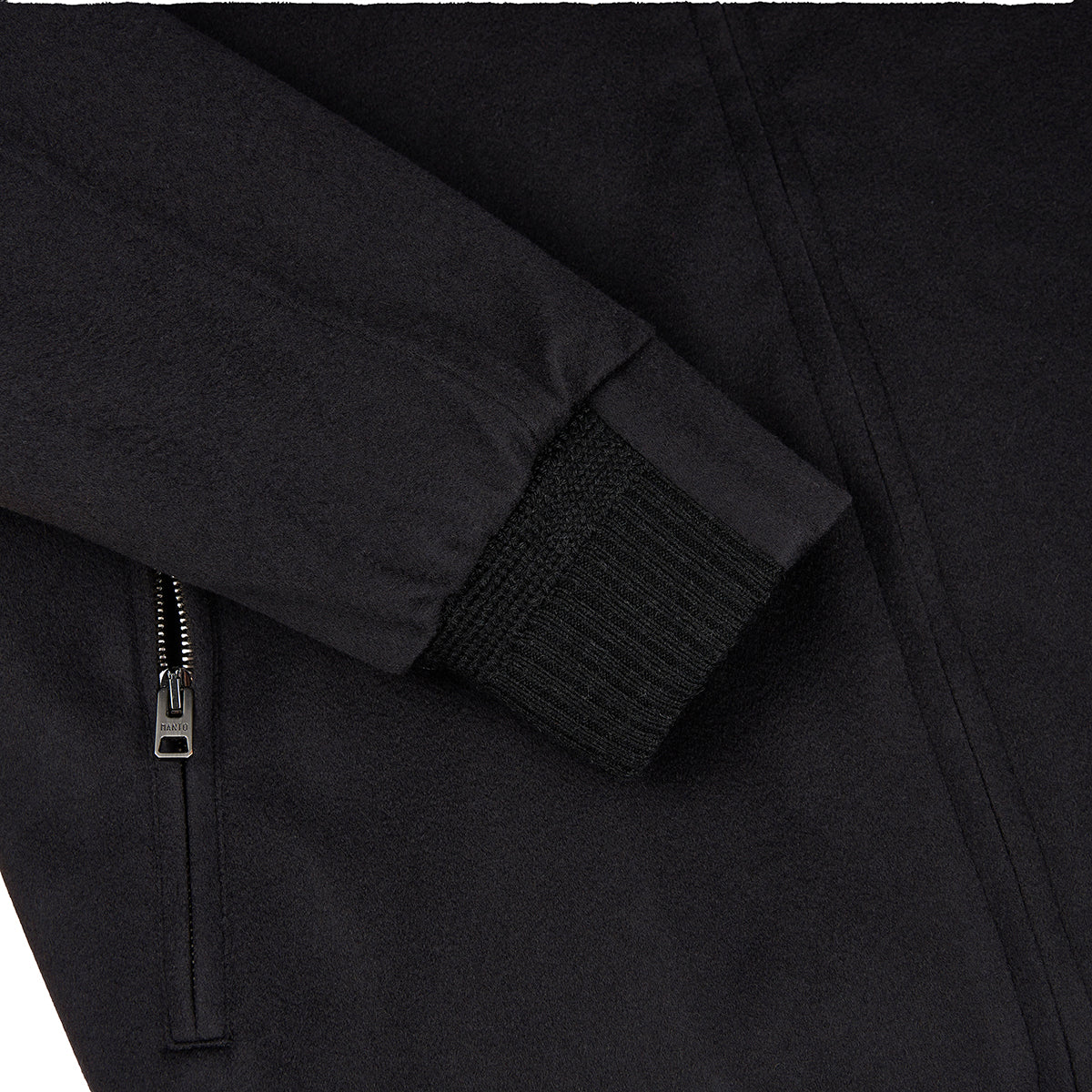 Dark Brown Cashmere Blouson with Fur Collar