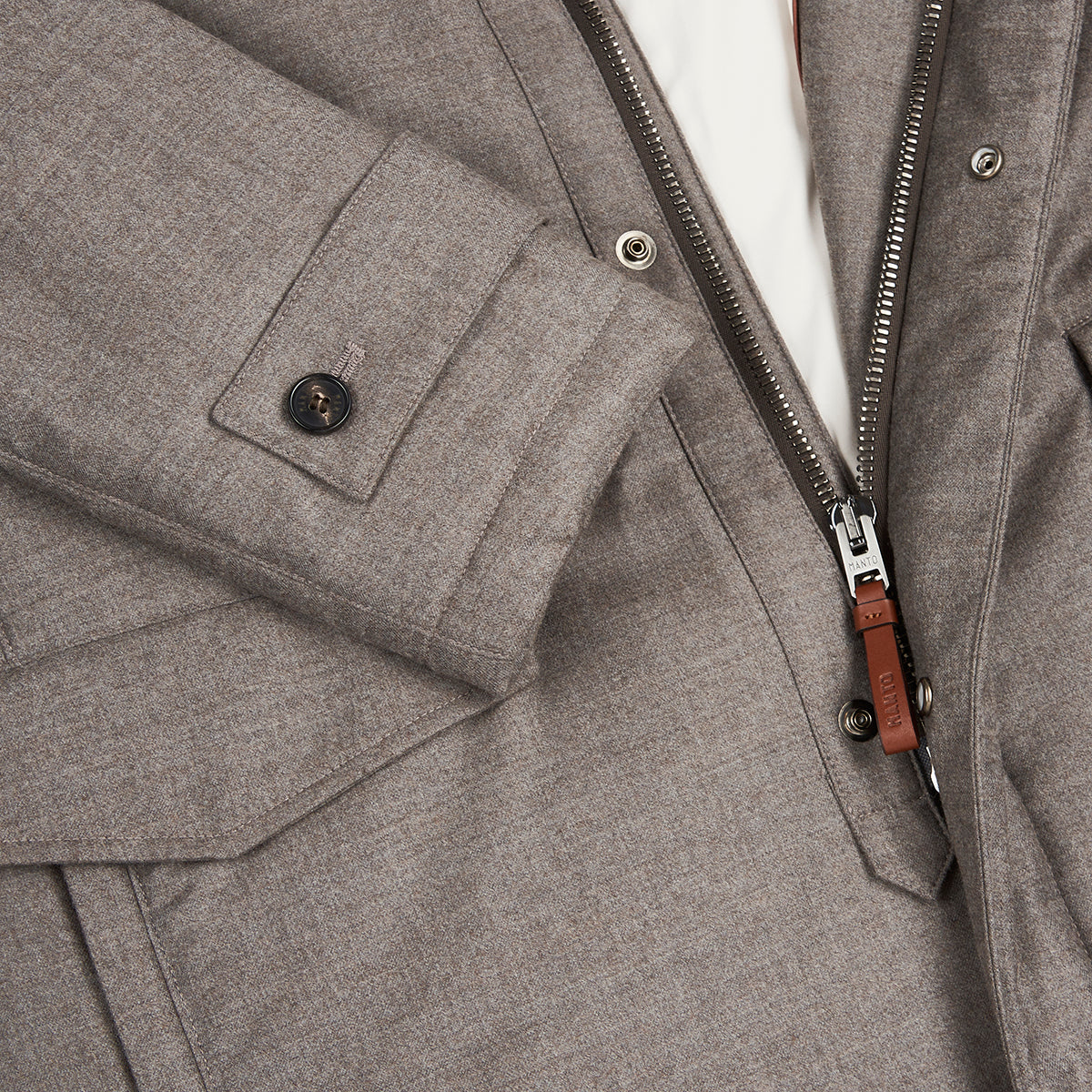 Taupe Wool/Silk Blend Car Coat