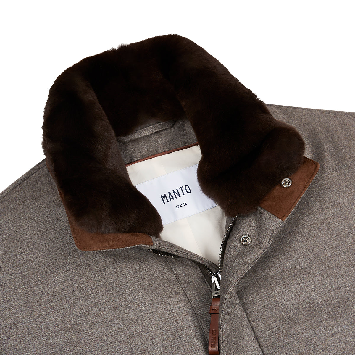 Taupe Wool/Silk Blend Car Coat