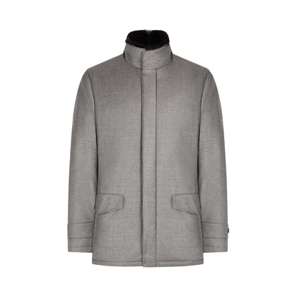 Grey Wool/Silk Blend Car Coat