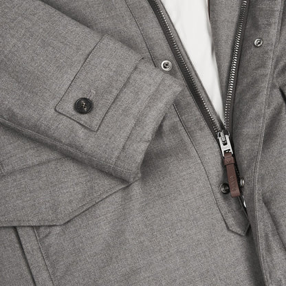 Grey Wool/Silk Blend Car Coat