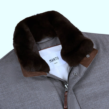 Grey Wool/Silk Blend Car Coat