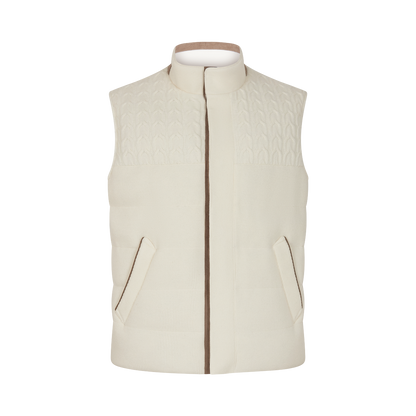 Cream Goose Down Padded Cableknit/Ribbed Gilet