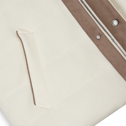 Cream Goose Down Padded Cableknit/Ribbed Gilet