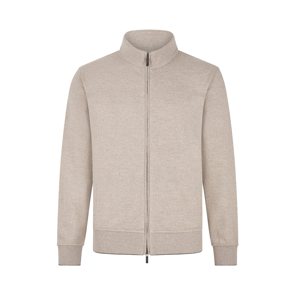 Beige Light Wool Felt Full Zip Blouson