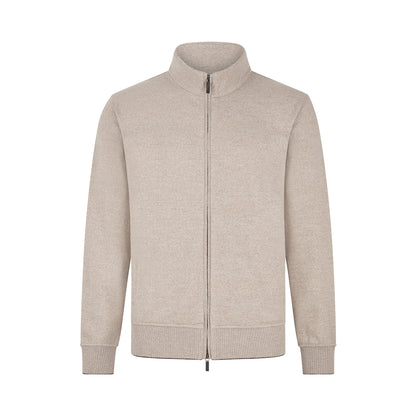 Beige Light Wool Felt Full Zip Blouson