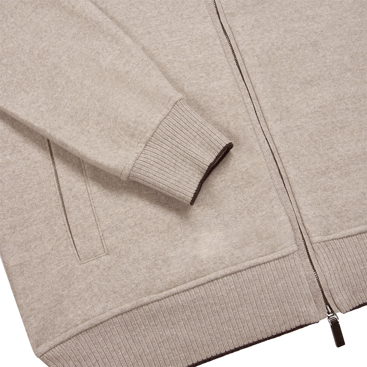 Beige Light Wool Felt Full Zip Blouson