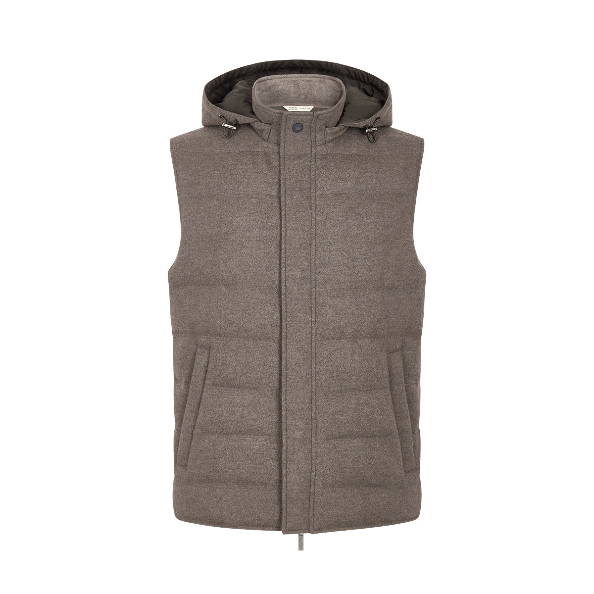 Brown Lightweight Wool Felt Hooded Gilet