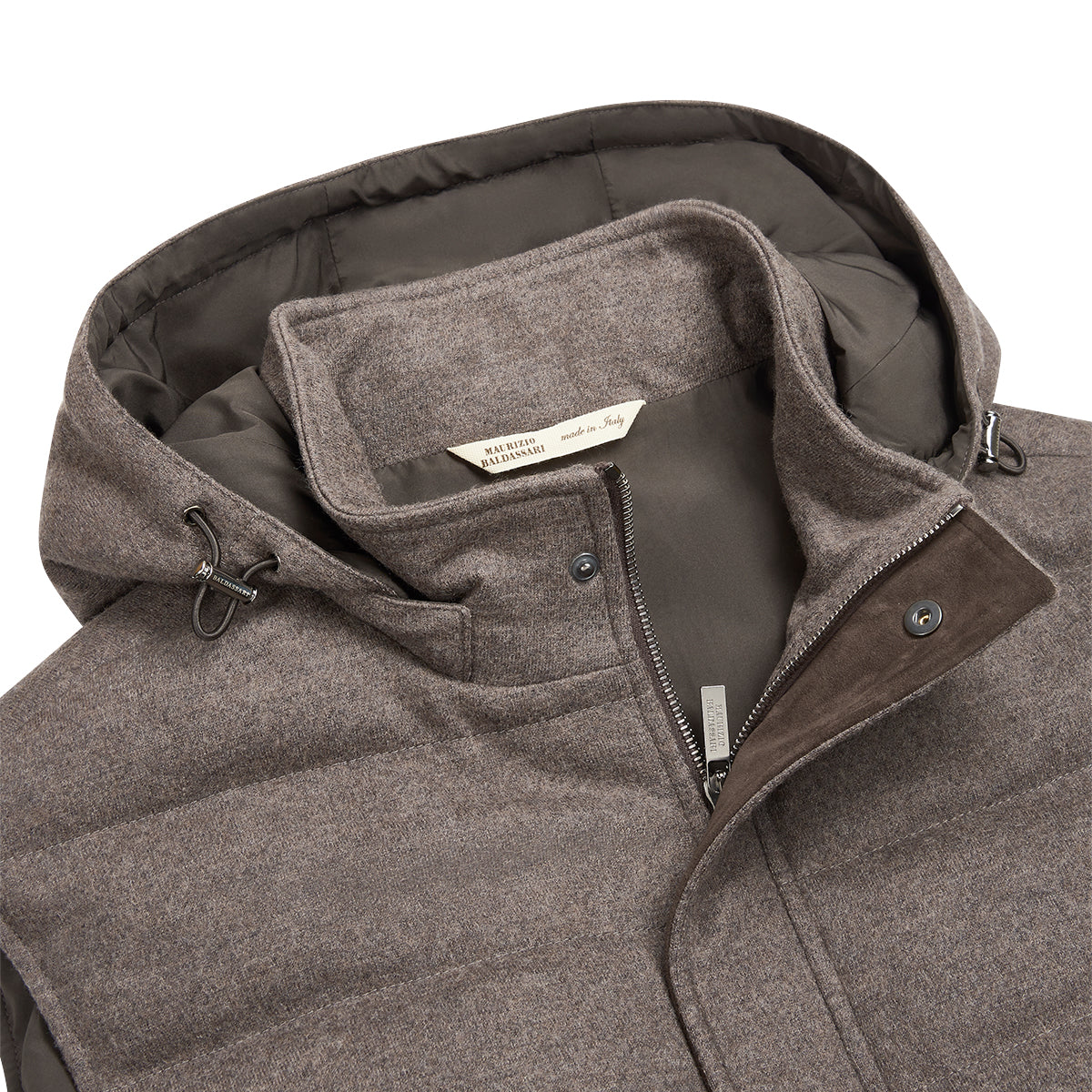 Brown Lightweight Wool Felt Hooded Gilet
