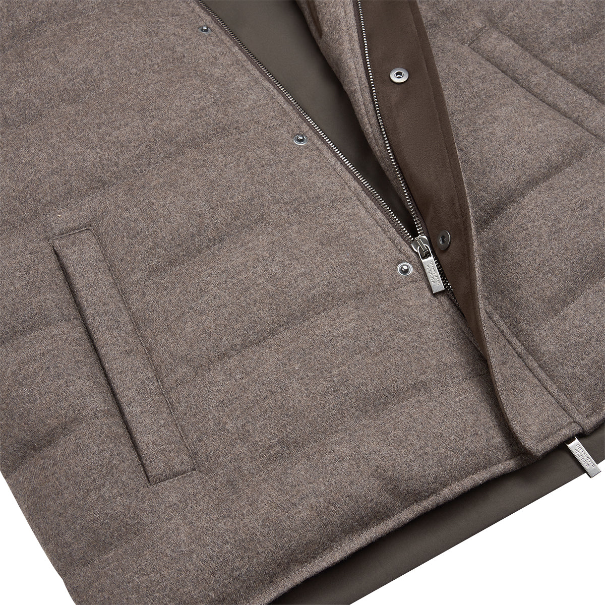 Brown Lightweight Wool Felt Hooded Gilet