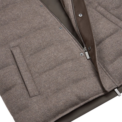 Brown Lightweight Wool Felt Hooded Gilet