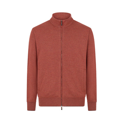 Rust Orange Lightweight Wool Felt Full Zip Blouson