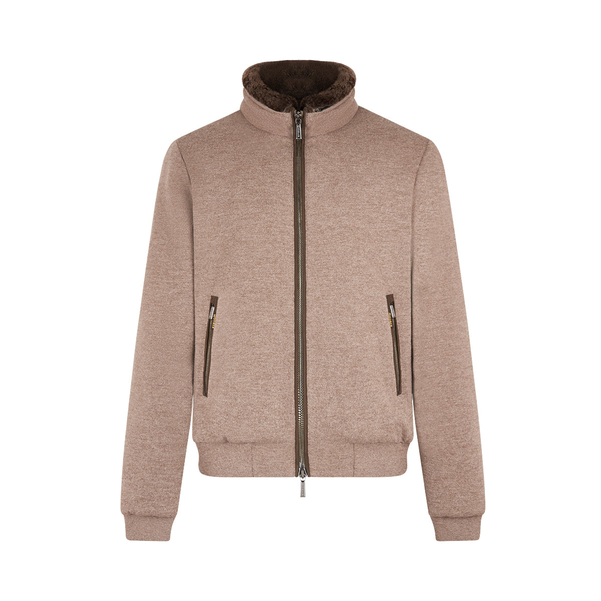 Taupe Beige Wool Cashmere Down Padded Blouson