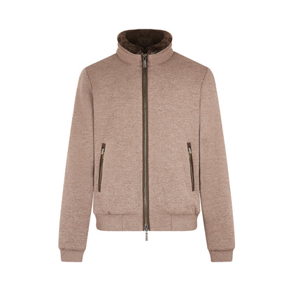 Taupe Beige Wool Cashmere Down Padded Blouson