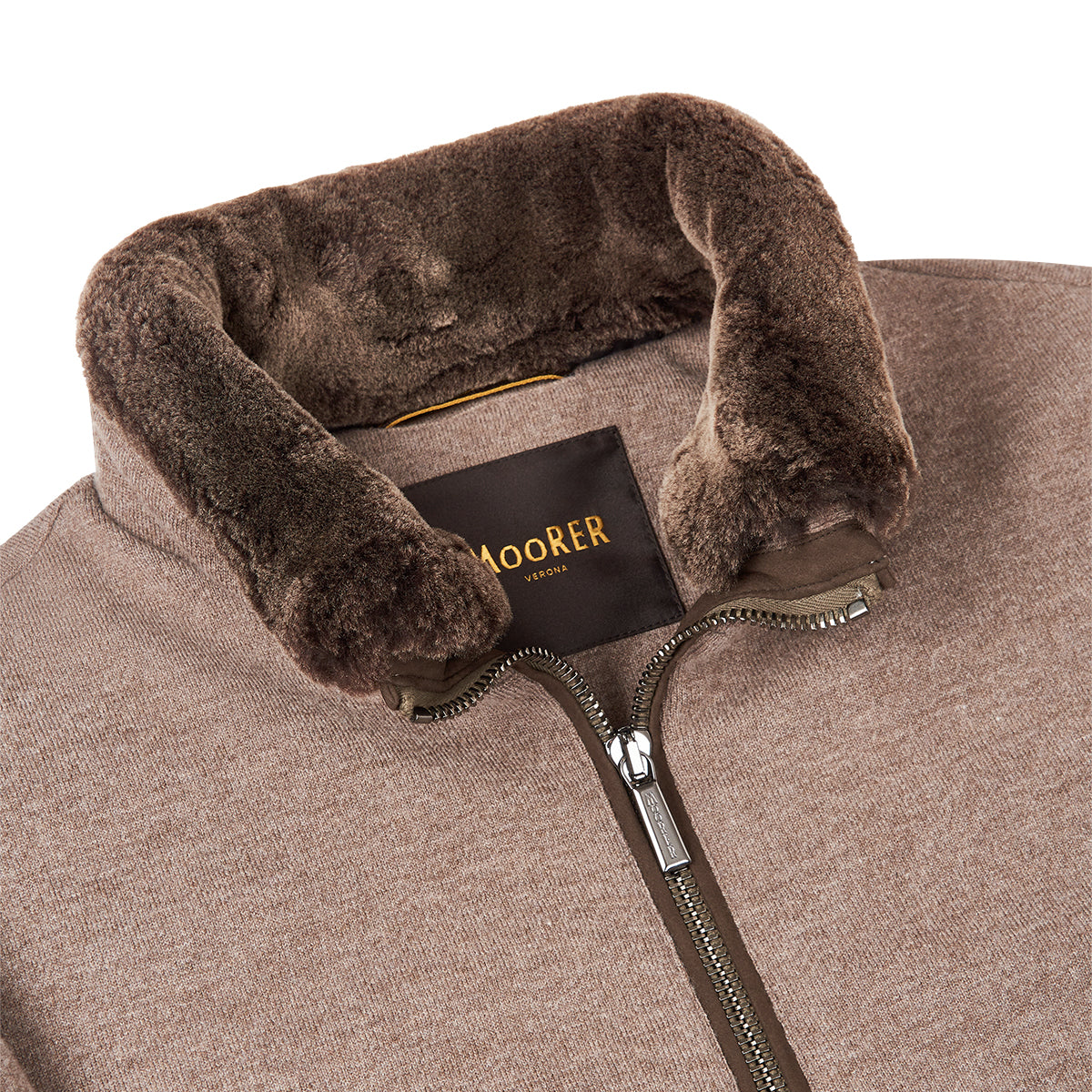 Taupe Beige Wool Cashmere Down Padded Blouson