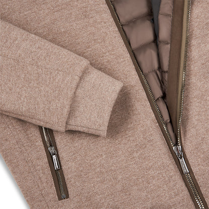 Taupe Beige Wool Cashmere Down Padded Blouson