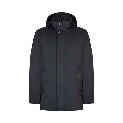 Navy Nylon Hooded Car Coat