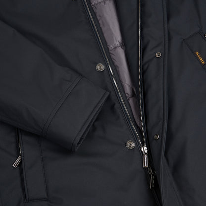 Navy Nylon Hooded Car Coat