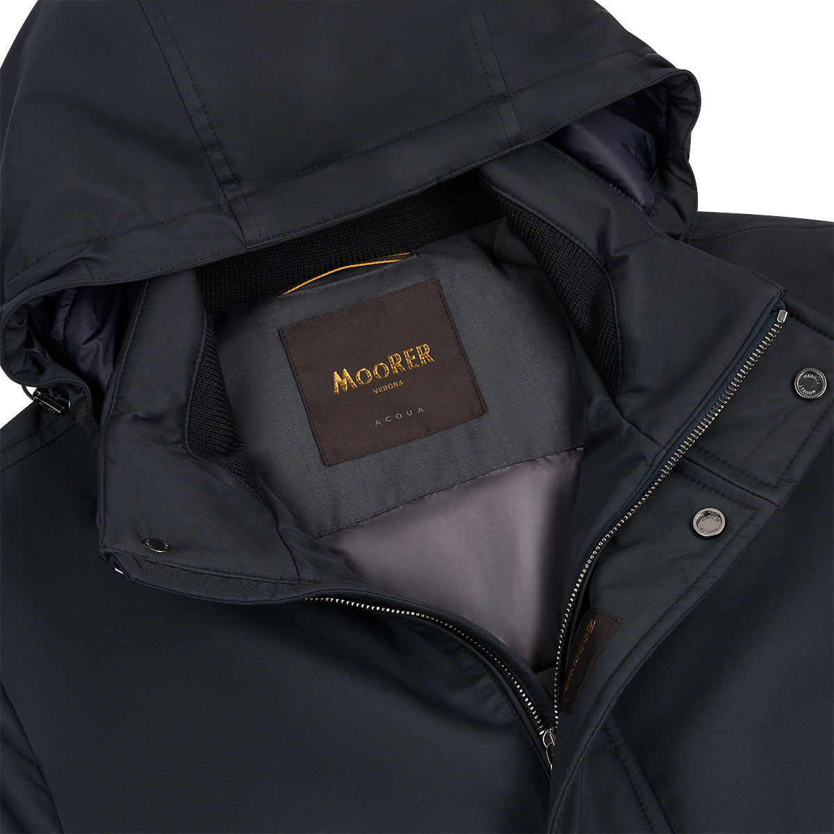 Navy Nylon Hooded Car Coat