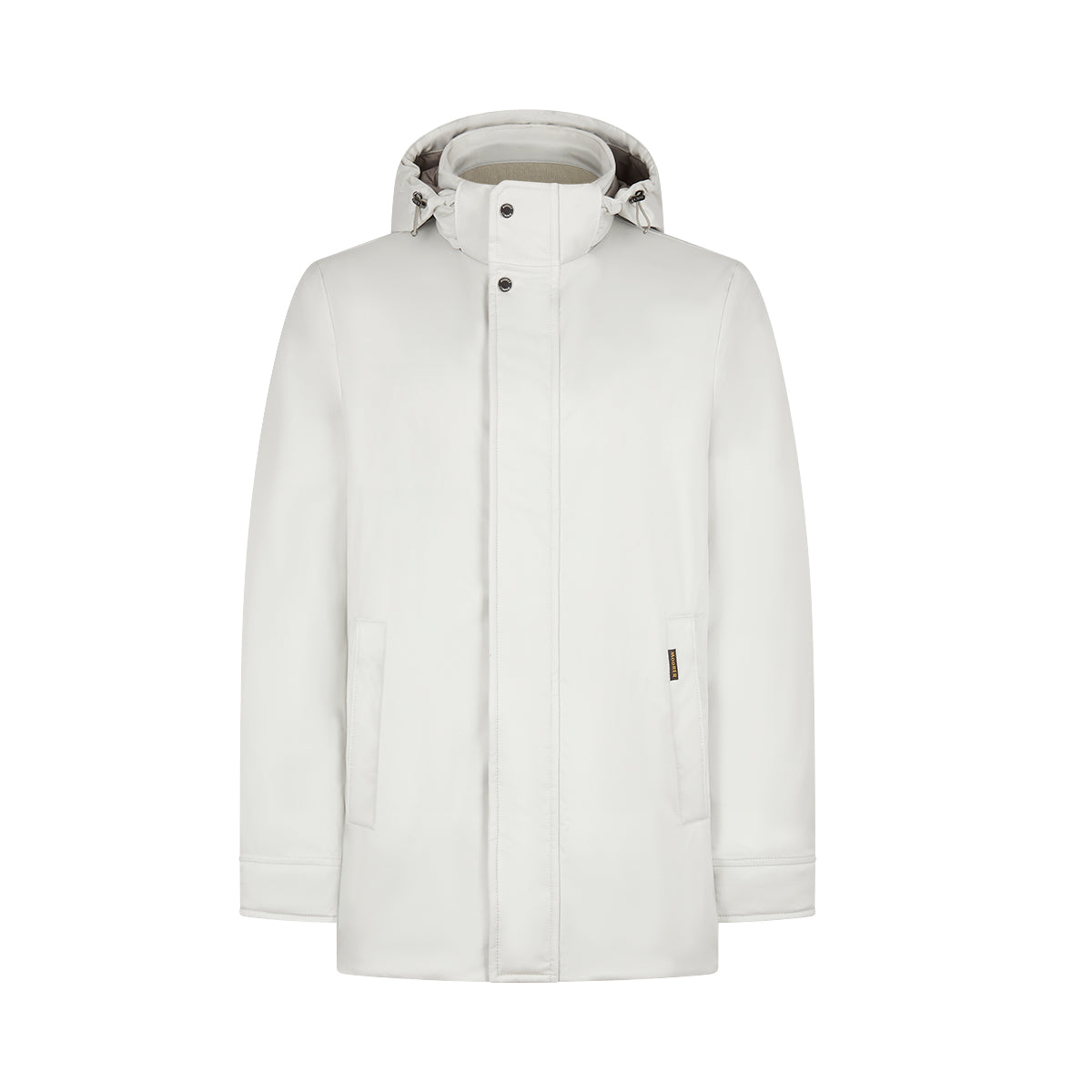 Ice White Nylon Hooded Car Coat