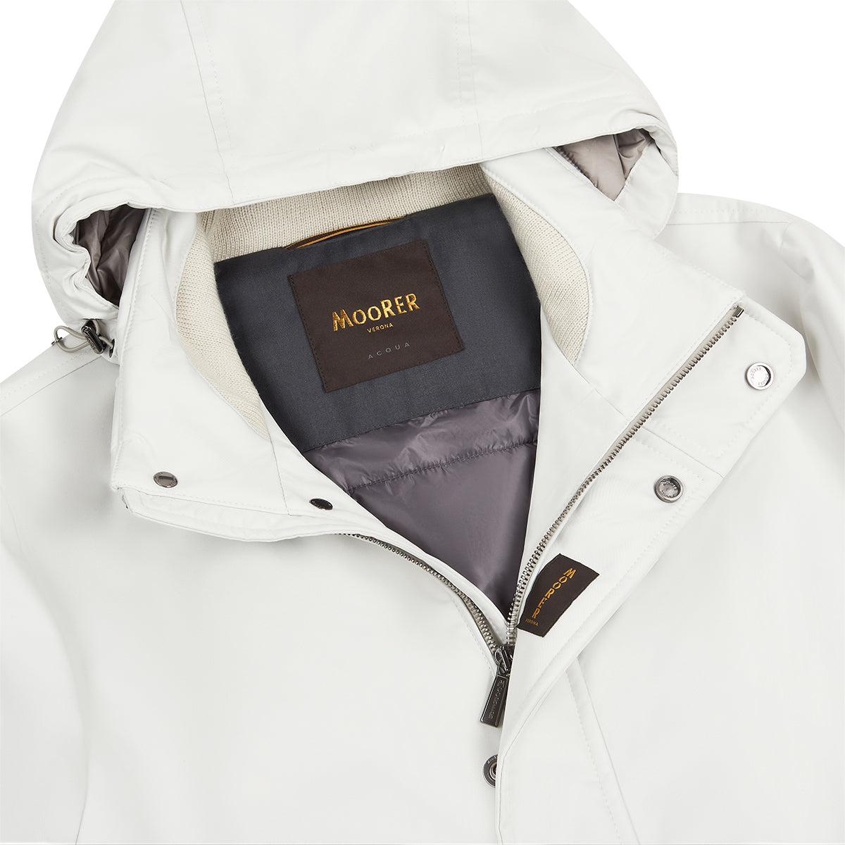Ice White Nylon Hooded Car Coat
