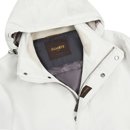 Ice White Nylon Hooded Car Coat