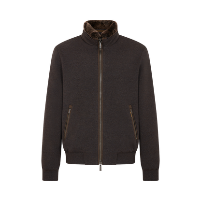 Brown Wool Cashmere Down Padded Bellati Bouson