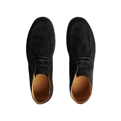 CQP Black Suede Leather Plana Boots Top