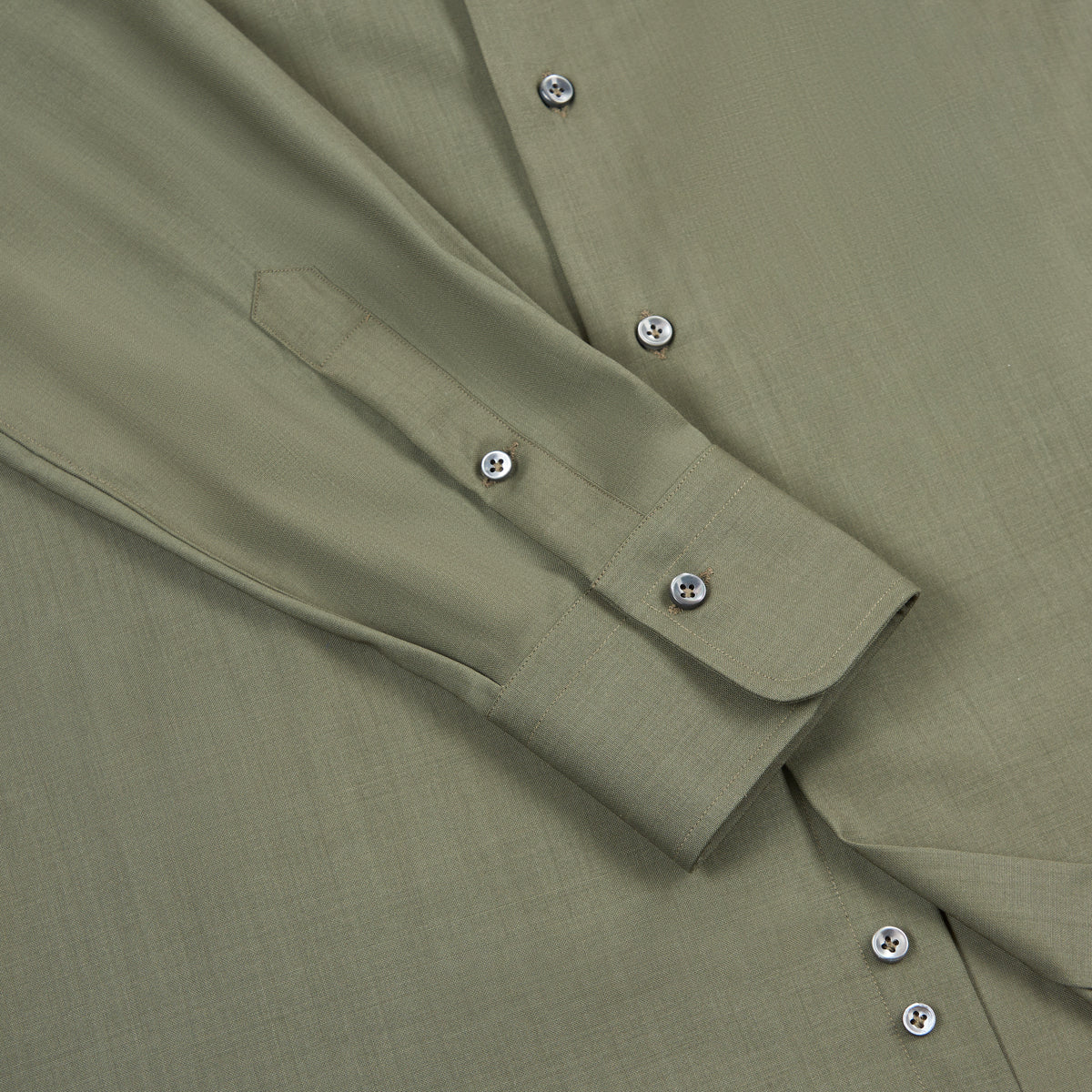 Olive Green Wool Twill Shirt