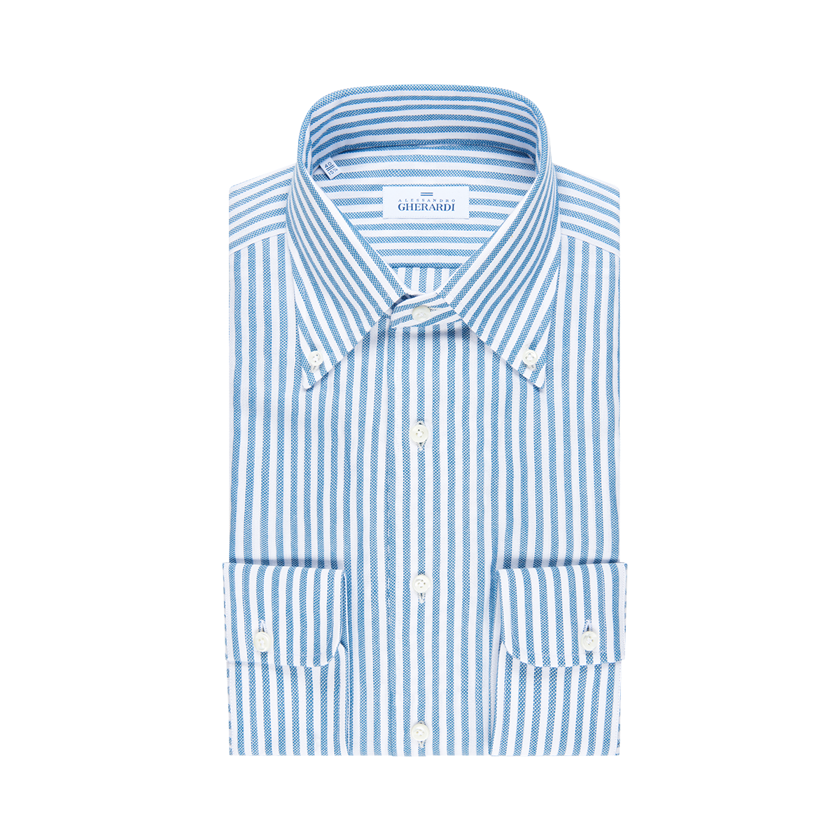 Blue Brushed Cotton Stripe Button Down Shirt
