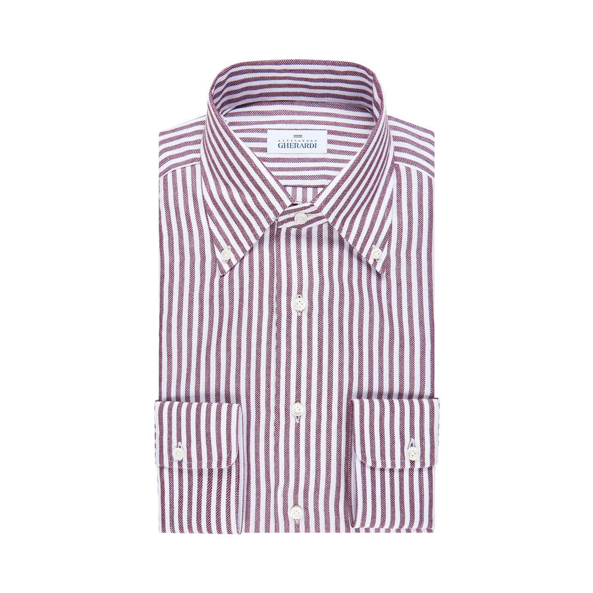 Burgundy Brushed Cotton Stripe Button Down Shirt