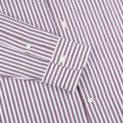 Burgundy Brushed Cotton Stripe Button Down Shirt