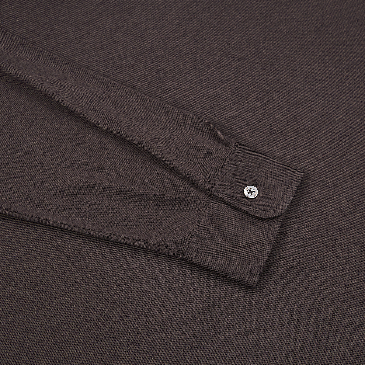Brown Wool Jersey Long Sleeve Polo