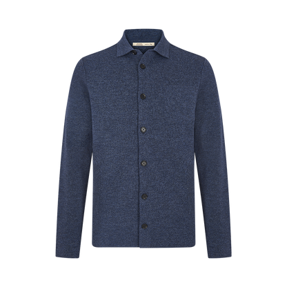 Navy Milano Stitch Wool Overshirt