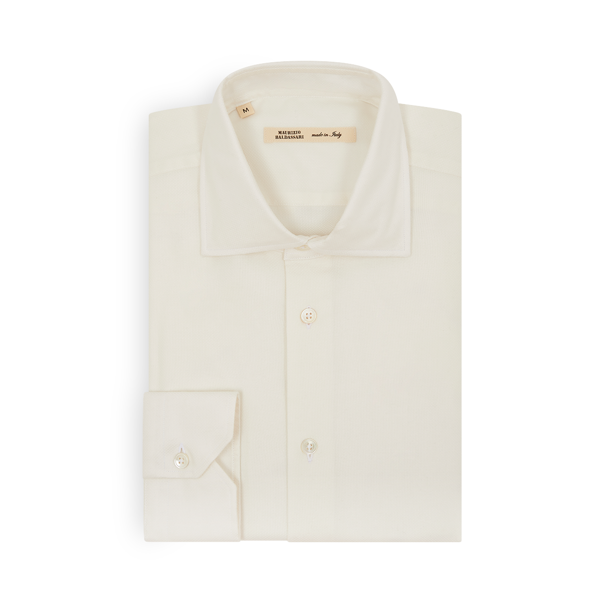 Cream Textured Cotton Modal Blend Shirt