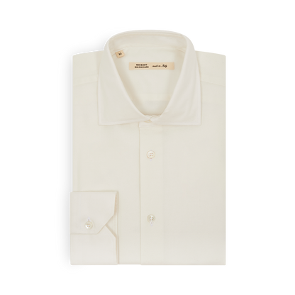 Cream Textured Cotton Modal Blend Shirt