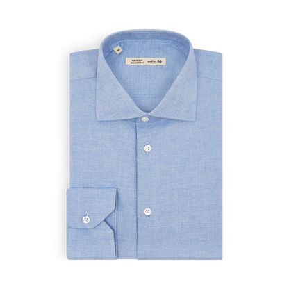 Blue Herringbone Cotton Cashmere Shirt