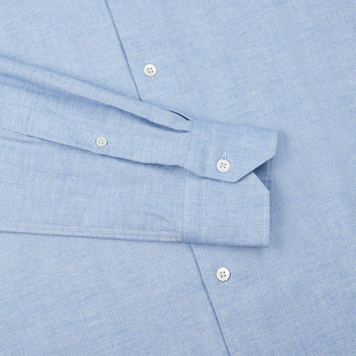 Blue Herringbone Cotton Cashmere Shirt